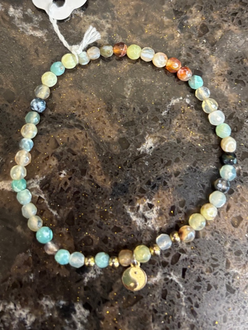 Yin yang golden charmed Healing Stone Bracelet - Multicolor